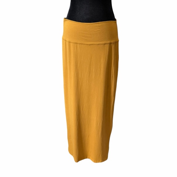 Eileen Fisher Jersey Maxi Skirt in Goldenrod Spring Summer Minimalist Medium - Picture 2 of 11